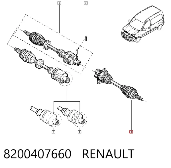 Левая полуось 8200407660 Renault (RVI)