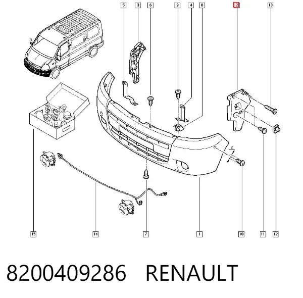 Кронштейн бампера переднего левый 8200409286 Renault (RVI)