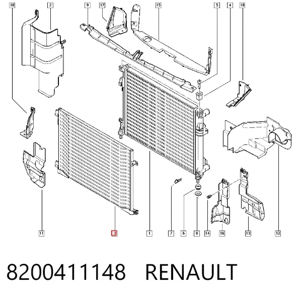 Радиатор кондиционера 8200411148 Renault (RVI)