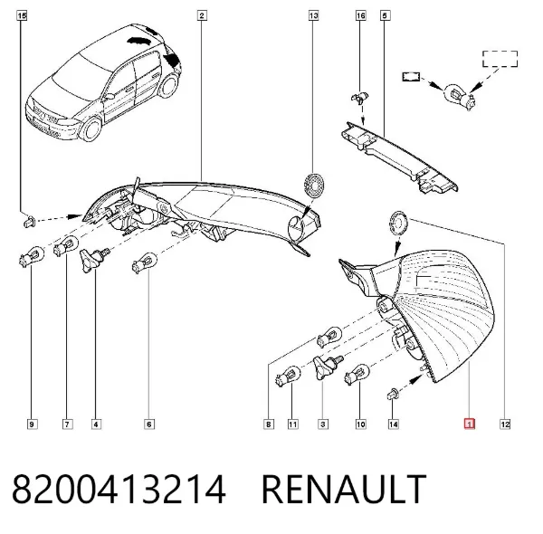 Фонарь задний левый 8200413214 Renault (RVI)