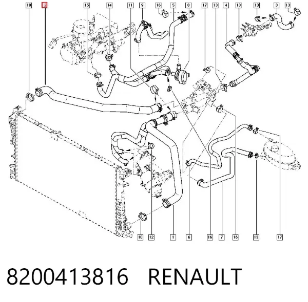 Патрубок радиатора 8200413816 Renault (RVI)