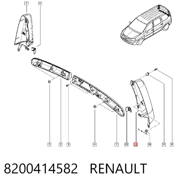 Накладка стойки кузова внешняя задняя левая 8200414582 Renault (RVI)