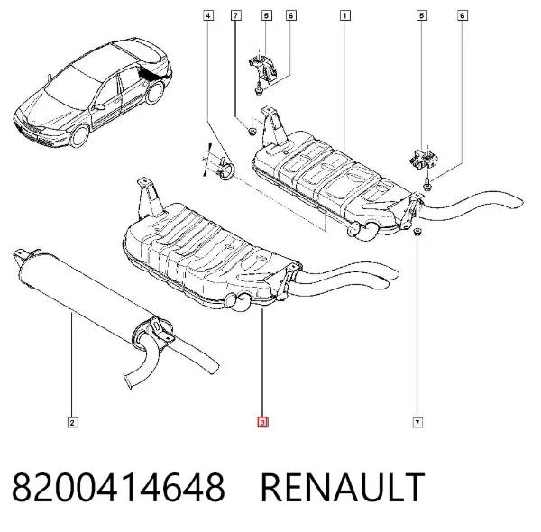 Глушитель задний 8200414648 Renault (RVI)