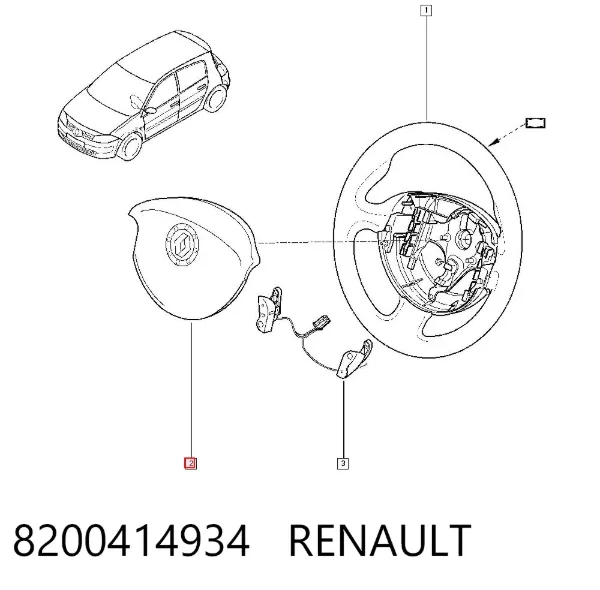 Подушка безопасности водителя 8200414934 Renault (RVI)