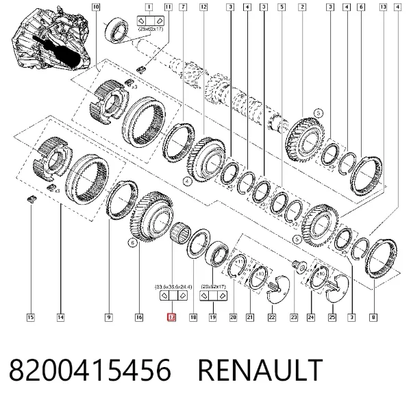 Подшипник первичного вала КПП 8200415456 Renault (RVI)