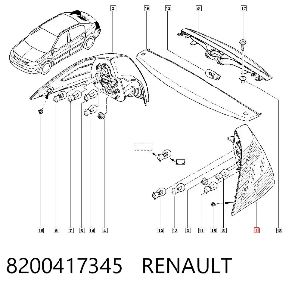 Фонарь задний левый Renault Megane II
