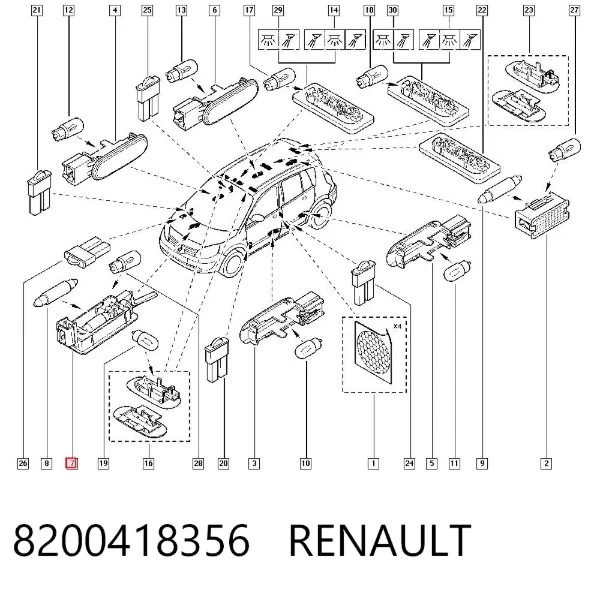 Плафон подсветки багажного отсека 8200418356 Renault (RVI)
