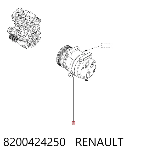 Компрессор кондиционера 8200424250 Renault (RVI)