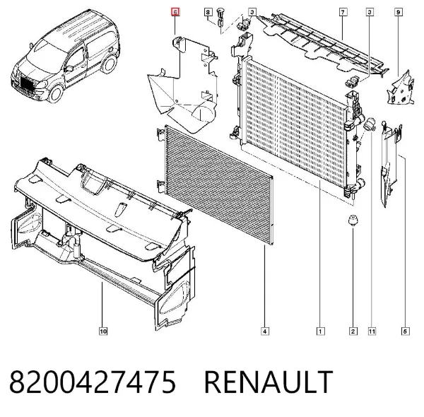 Дефлектор радиатора 8200427475 Renault (RVI)