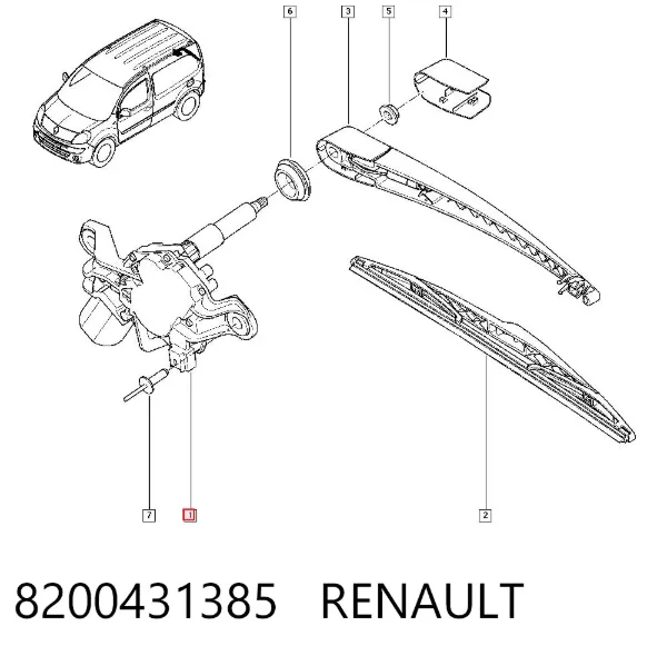 Моторчик заднего дворника 8200431385 Renault (RVI)
