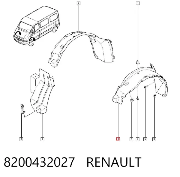 Подкрылок передний левый 8200432027 Renault (RVI)