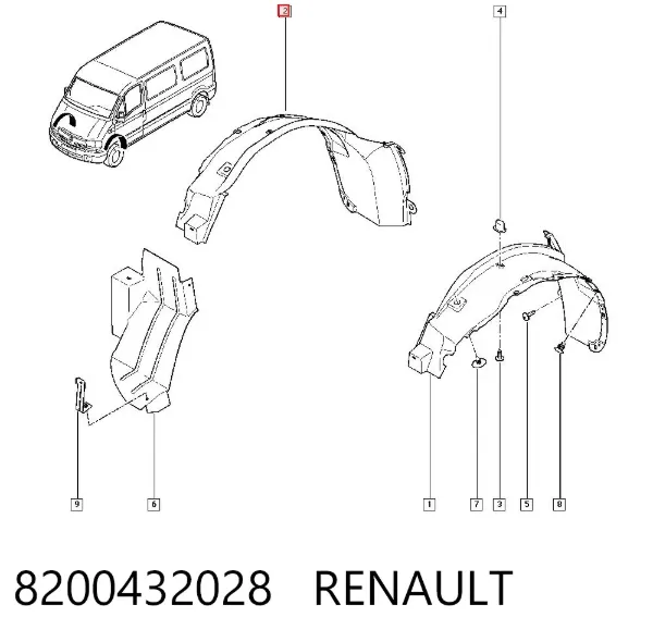 Подкрылок передний правый 8200432028 Renault (RVI)