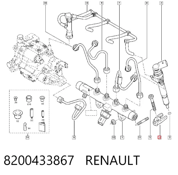 Кронштейн крепления форсунки 8200433867 Renault (RVI)