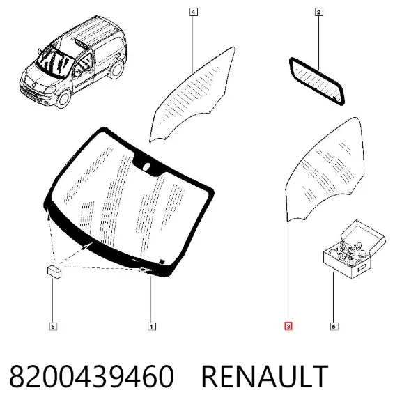 Стекло двери передней левой 8200439460 Renault (RVI)
