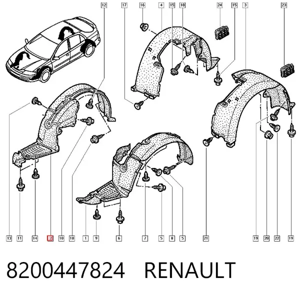 Подкрылок передний правый 8200447824 Renault (RVI)