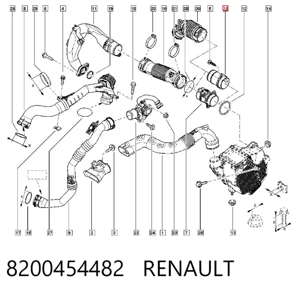 Выпускной патрубок воздушного фильтра 8200454482 Renault (RVI)