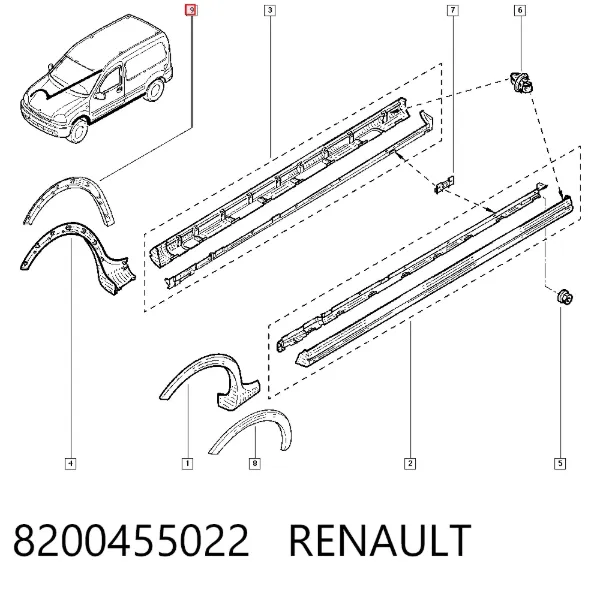 Молдинг крыла переднего правого 8200455022 Renault (RVI)