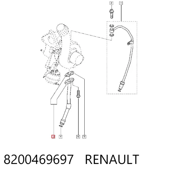Трубка (шланг) отвода масла от турбины 8200469697 Renault (RVI)