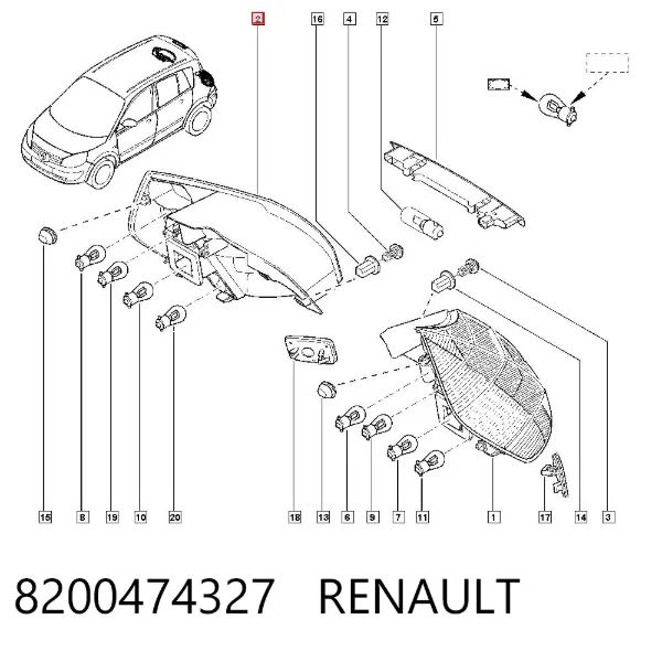 Задний фонарь 8200474327 Renault (RVI)