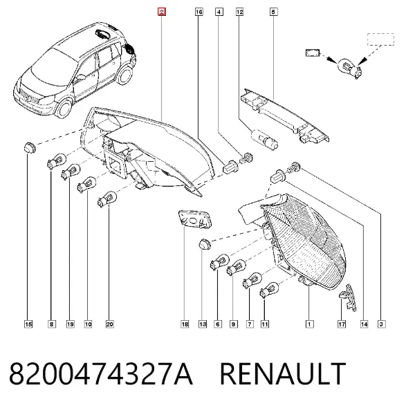 Задний фонарь 8200474327A Renault (RVI)