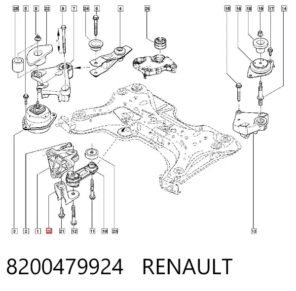 Подушка коробки передач Renault Laguna II