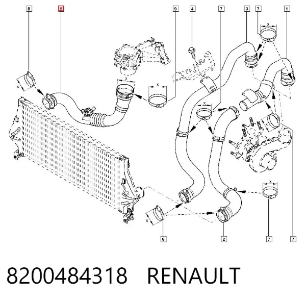 Патрубок интеркулера 8200484318 Renault (RVI)