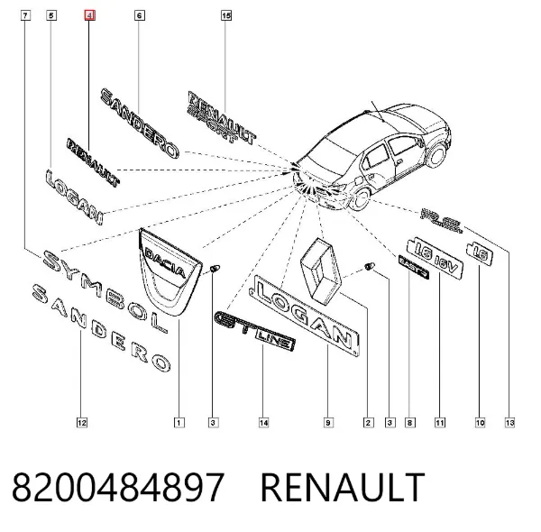 Эмблема крышки багажника Renault Megane II