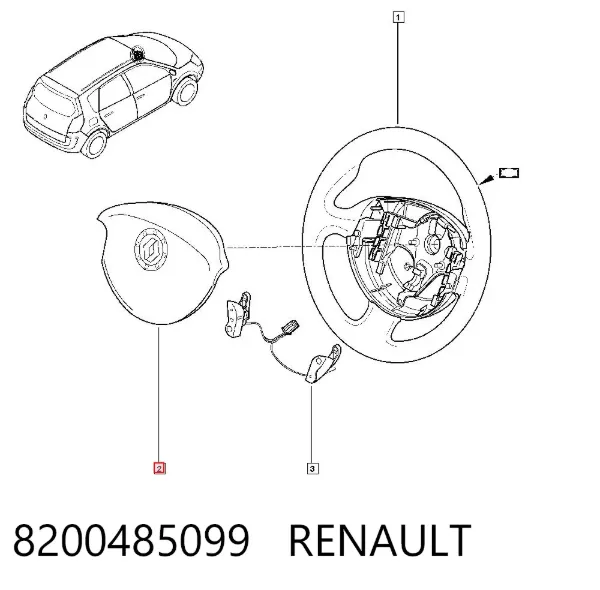 Подушка безопасности водителя 8200485099 Renault (RVI)