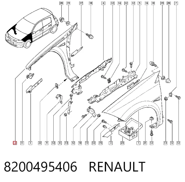 Крыло переднее правое 8200495406 Renault (RVI)