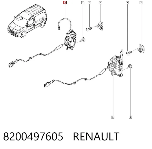 Замок водительской двери 8200497605 Renault (RVI)