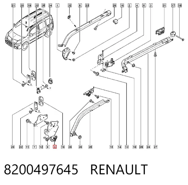 Ролик двери боковой (сдвижной) правый нижний 8200497645 Renault (RVI)
