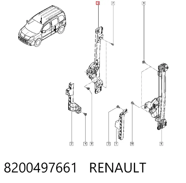 Механизм стеклоподъемника двери задней правой 8200497661 Renault (RVI)
