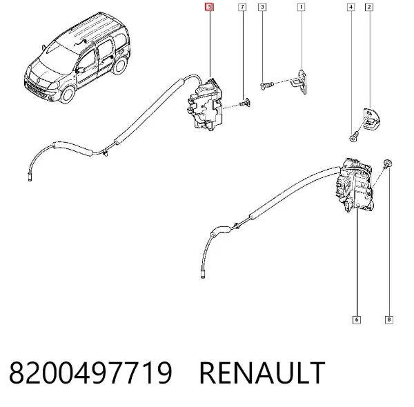 Замок двери боковой сдвижной правой 8200497719 Renault (RVI)
