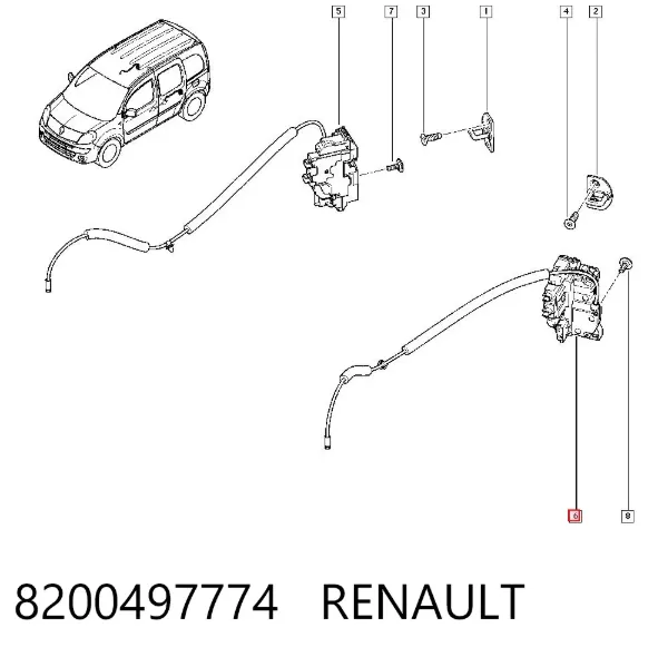 Замок двери боковой сдвижной левой 8200497774 Renault (RVI)