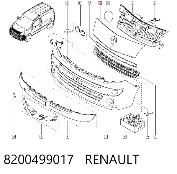 Накладка (рамка) решетки радиатора 8200499017 Renault (RVI)