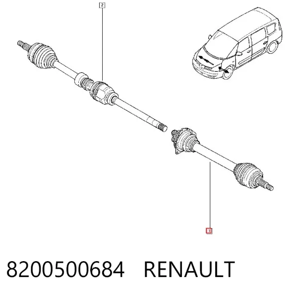 Левая полуось 8200500684 Renault (RVI)