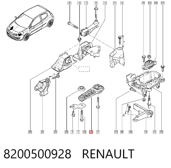 Задняя опора двигателя 8200500928 Renault (RVI)