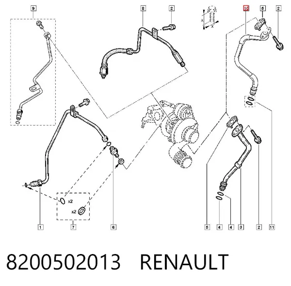 Трубка (шланг) отвода масла от турбины 8200502013 Renault (RVI)