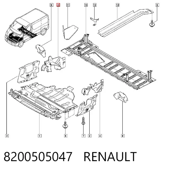 Защита двигателя правая 8200505047 Renault (RVI)
