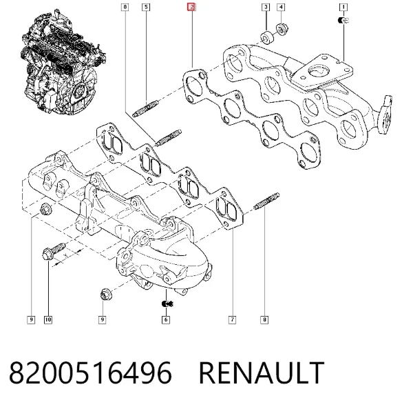 Прокладка коллектора 8200516496 Renault (RVI)