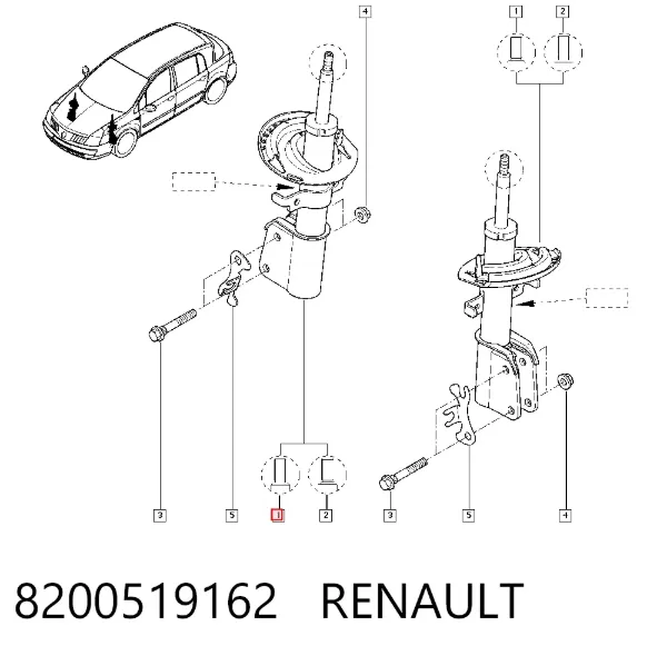 Амортизатор передний 8200519162 Renault (RVI)