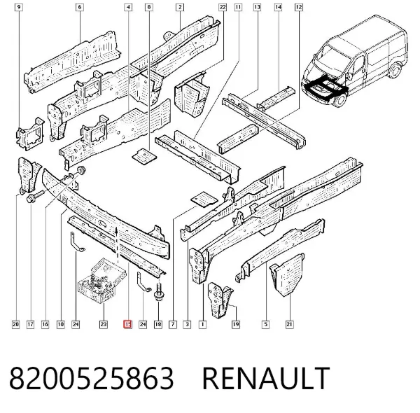 Суппорт радиатора нижний 8200525863 Renault (RVI)