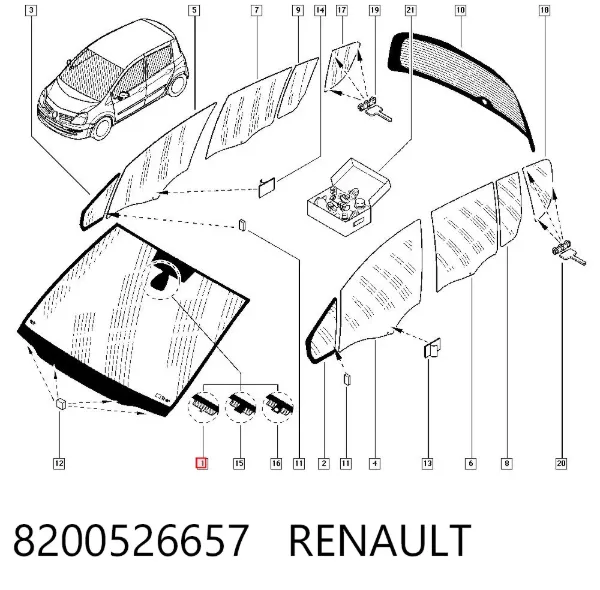Лобовое стекло 8200526657 Renault (RVI)