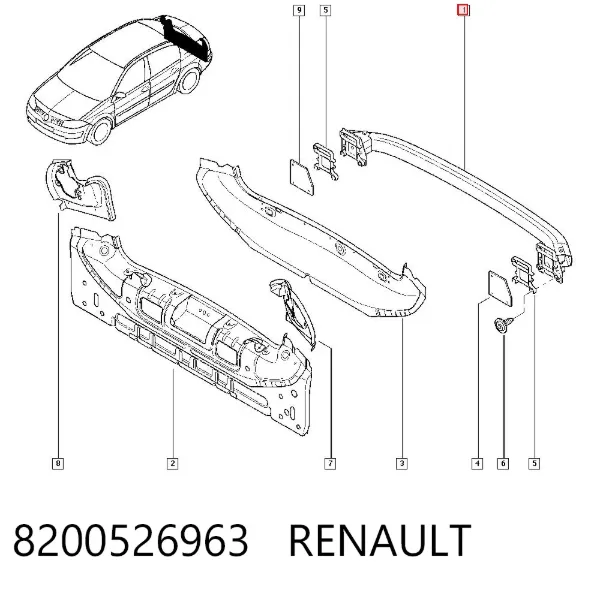 Усилитель заднего бампера 8200526963 Renault (RVI)
