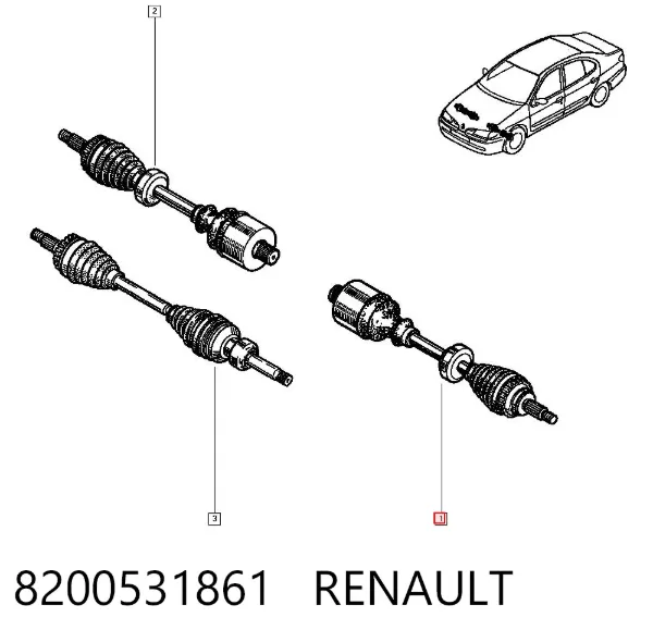 Левая полуось 8200531861 Renault (RVI)