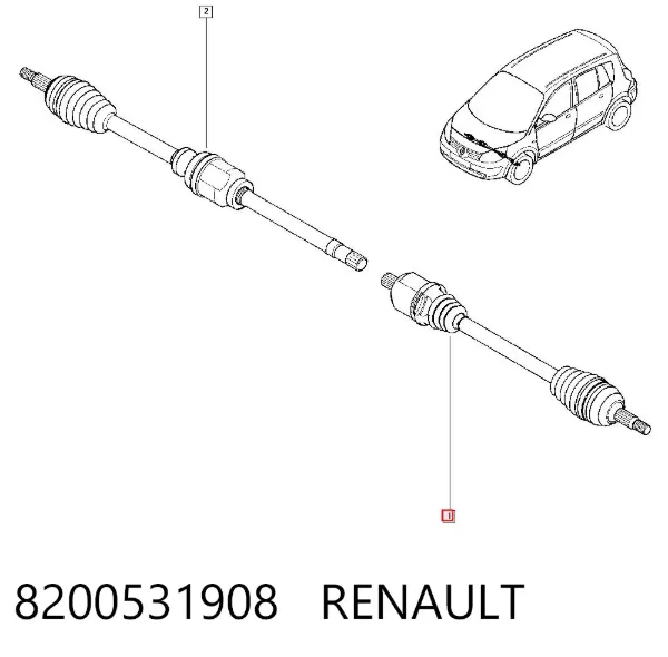 Левая полуось 8200531908 Renault (RVI)