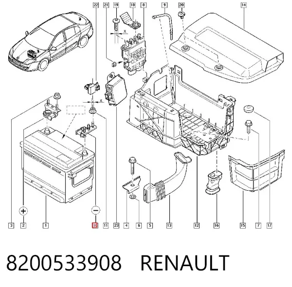 Клема аккумулятора 8200533908 Renault (RVI)