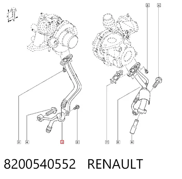 Трубка (шланг) подачи масла к турбине 8200540552 Renault (RVI)