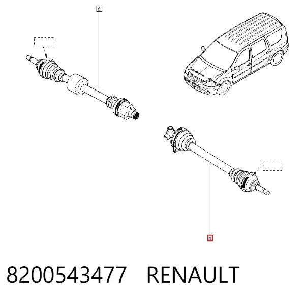 Левая полуось 8200543477 Renault (RVI)