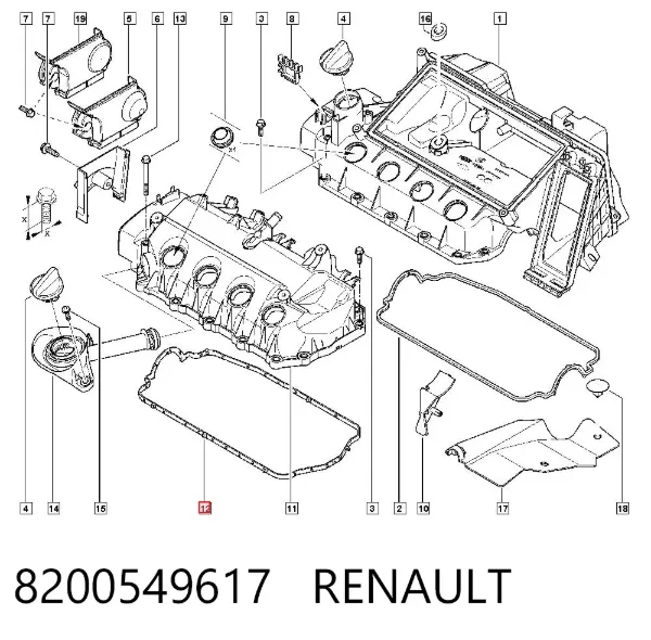 Прокладка клапанной крышки 8200549617 Renault (RVI)